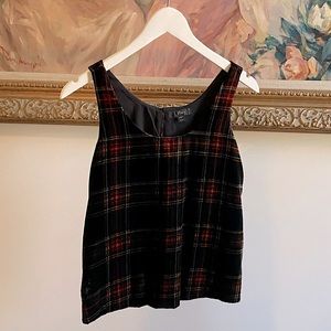 Plaid Velvet Black, Red and Gold Tank Top size 00P fits XXS & XS from J.CREW
